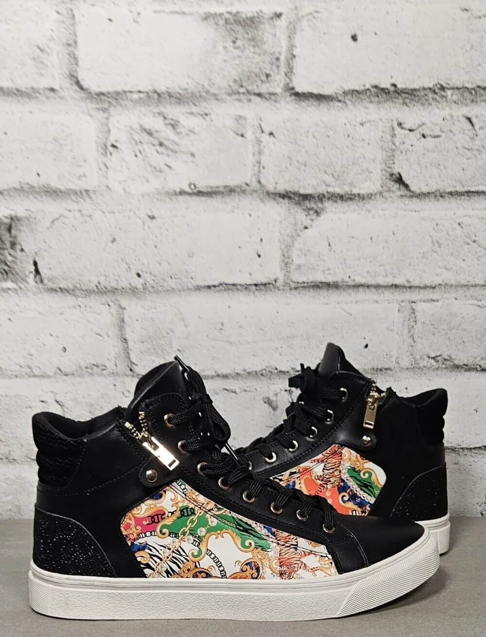 Aldo Destry High Top Sneakers Baroque Print Zip Shoes Men’s 10